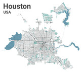 Houston map, administrative area