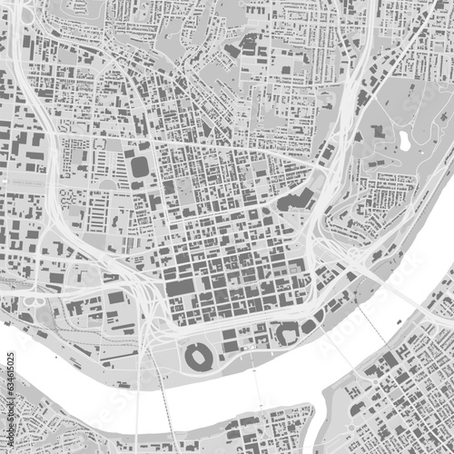 Black and white Cincinnati map with buildings
