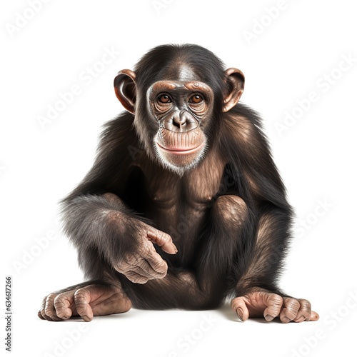 a chimpanzee in white background