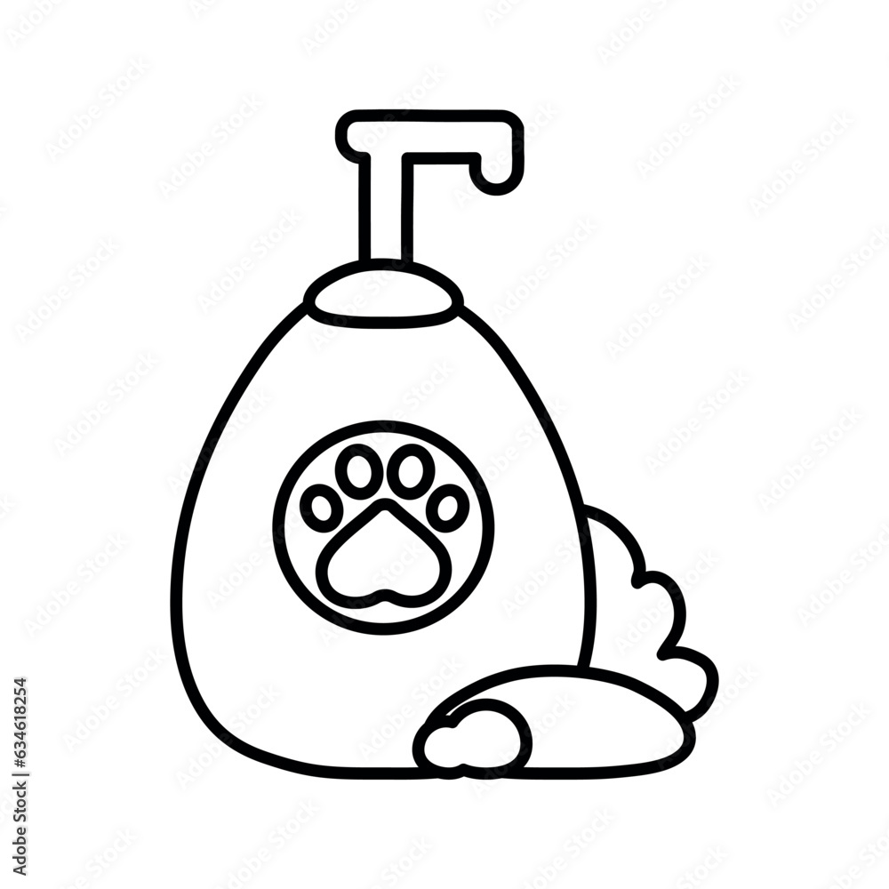 Pet shampoo doodle icon. Cosmetics for washing dogs and cats. Pet shampoo doodle icon. Cosmetics for washing dogs and cats.