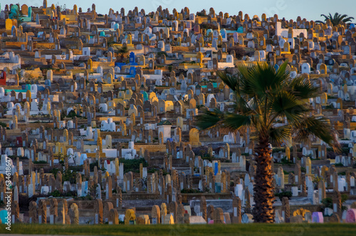 Morocco. Rabat. Piling up of graves in the Muslim Martyrs Cemetery near the Kasbah of the Udayas