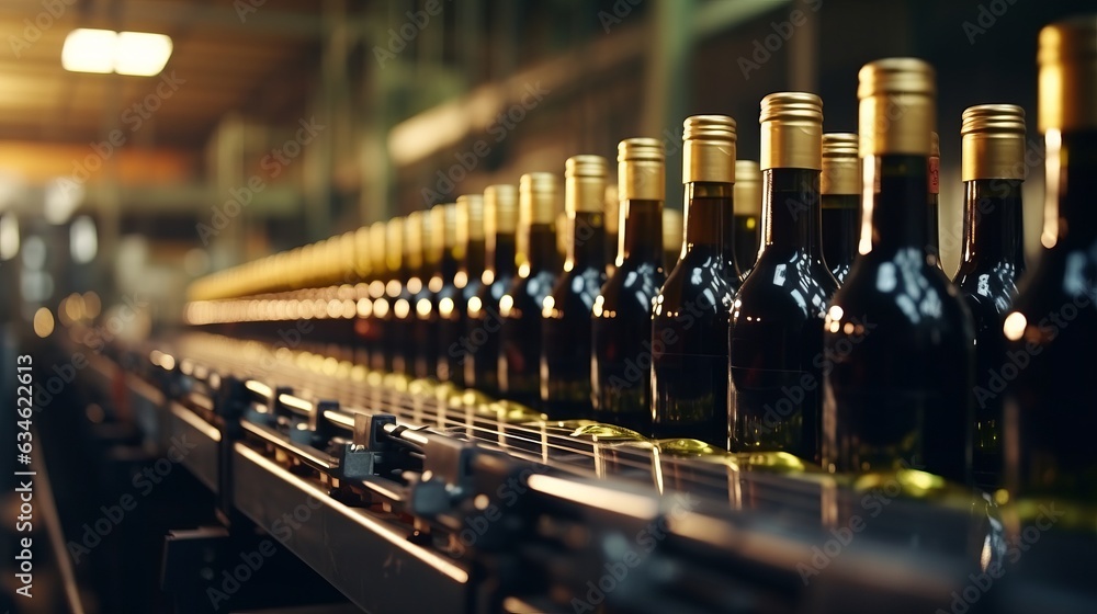A conveyer system for wine bottles.generative ai
