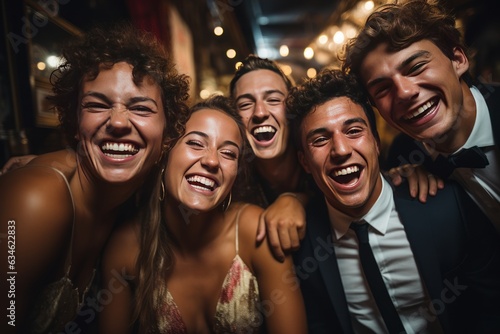 Group Of Friends Laughing And Enjoying The Prom Night  Generative AI