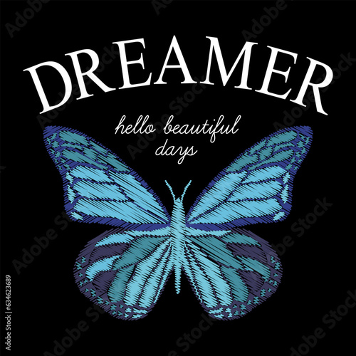 butterfly embroidery graphic for t-shirt