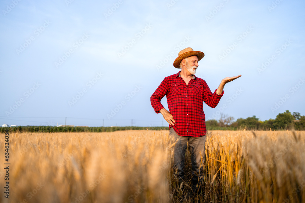 Farmer standing in the field praying for rain to come.