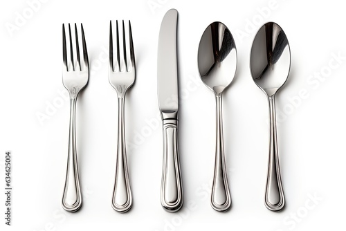 Fork, knife, spoon, cutlery isolated on white background photo