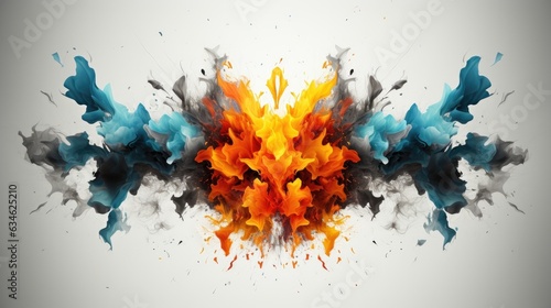 opposites attract - abstract mirroring artwork showing cool and warm inkblots - color explosion