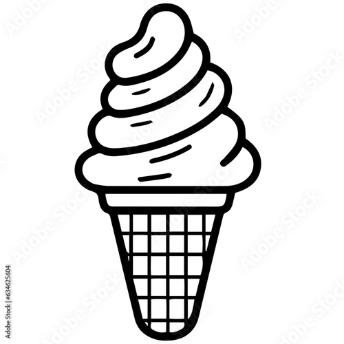 Ice cream cone vector line icon isolated on white background