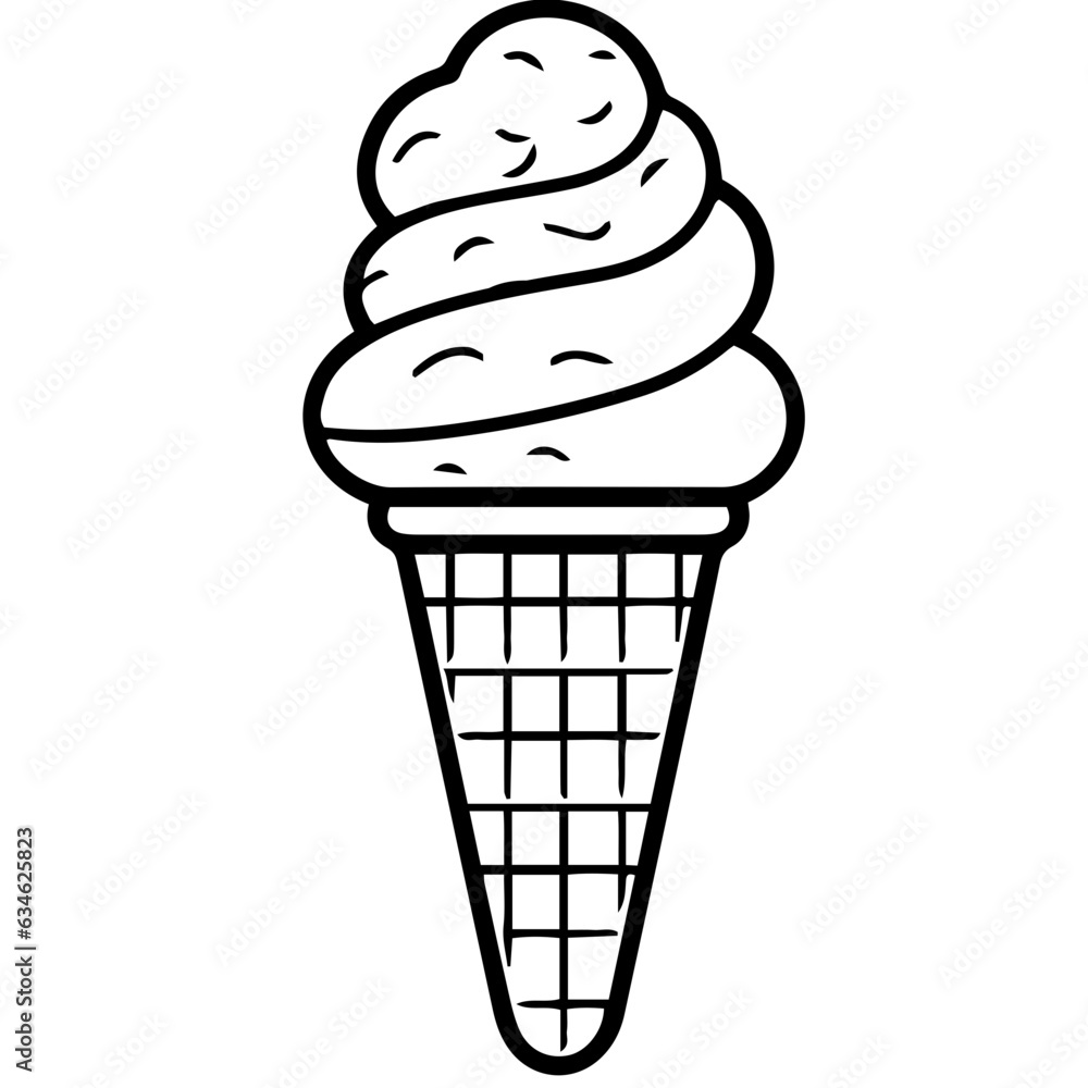 Ice cream cone vector line icon isolated on white background Ice cream cone vector line icon isolated on white background