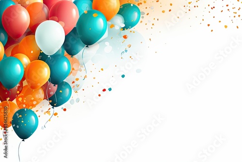 colorful balloons and confetti on a isolated background