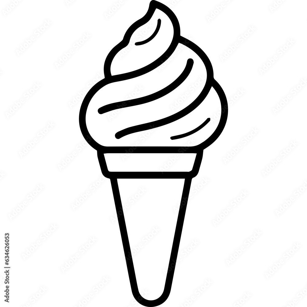 Ice cream cone vector line icon isolated on white background Ice cream cone vector line icon isolated on white background