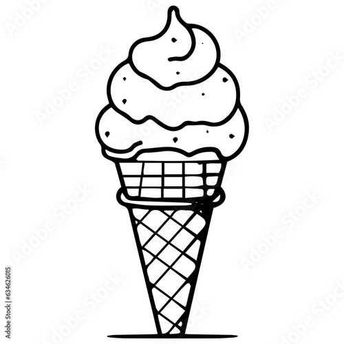 Ice cream cone vector line icon isolated on white background