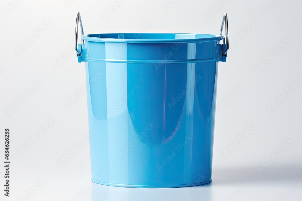 Plastic bucket with water on white background Plastic bucket with water on white background