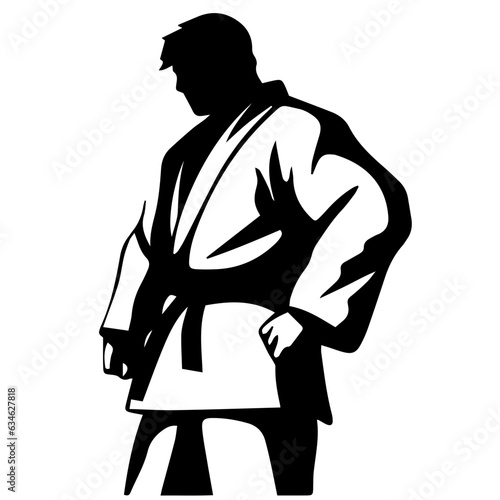 Sketch judoist, judoka athlete duel, fight, judo, pack of sport figure silhouette outline