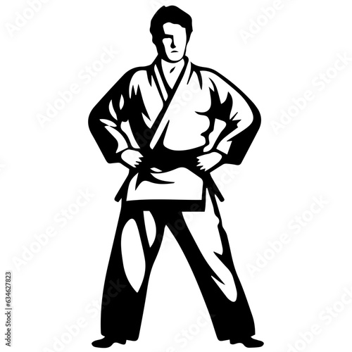 Sketch judoist, judoka athlete duel, fight, judo, pack of sport figure silhouette outline