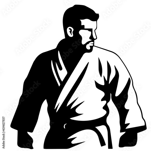Sketch judoist, judoka athlete duel, fight, judo, pack of sport figure silhouette outline
