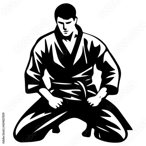 Sketch judoist, judoka athlete duel, fight, judo, pack of sport figure silhouette outline