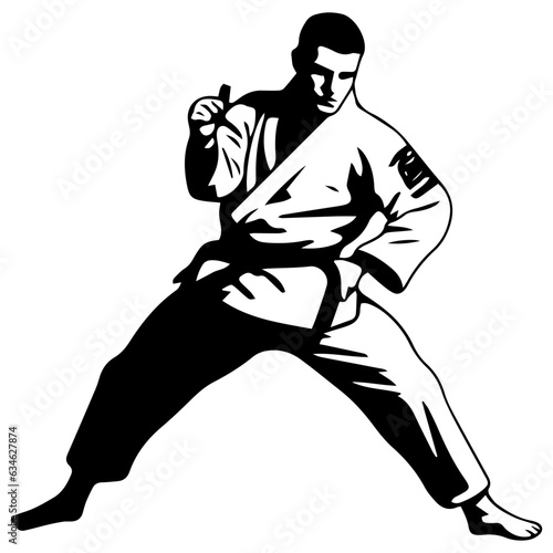 Sketch judoist, judoka athlete duel, fight, judo, pack of sport figure silhouette outline