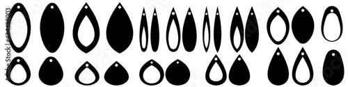 Earrings icon vector set. Teardrop earrings illustration sign collection. Bijouterie symbol or logo.
