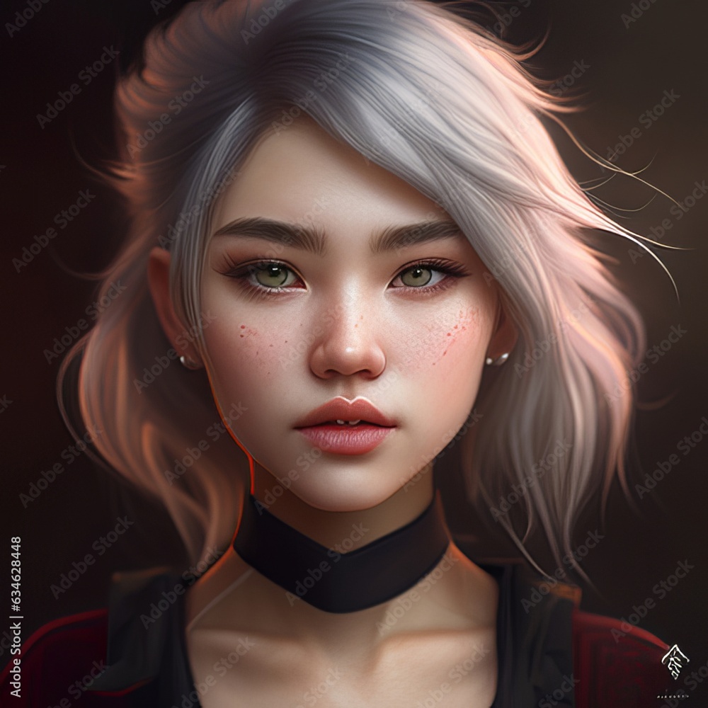 Waifu anime girl portrait Stock Illustration Adobe Stock