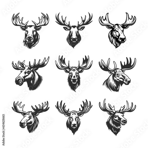 Monochrome Majesty: Striking Vector Depictions of Elk