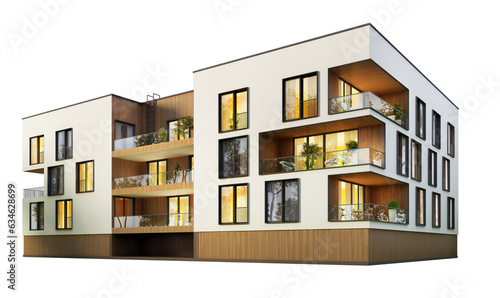 Residential building on a transparent background