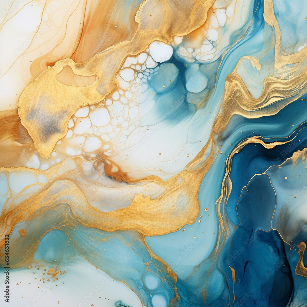 Naklejka premium Abtract fluid art painting,luxury abstract fluid,alcohol ink art painting with gold decroation