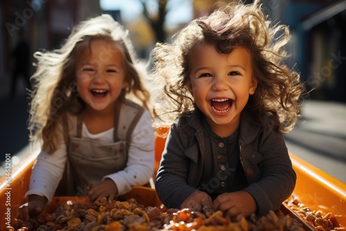 Children playing together in a vibrant playground - stock photography concepts