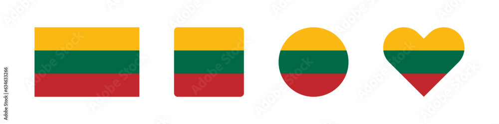 Lithuania icon. Lithuanian flag signs. National badge symbol. Europe country symbols. Culture sticker icons. Vector isolated sign. Lithuania icon. Lithuanian flag signs. National badge symbol. Europe country symbols. Culture sticker icons. Vector isolated sign.