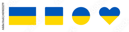 Ukraine icon. Ukrainian flag signs. National badge symbol. Europe country symbols. Culture sticker icons. Vector isolated sign.