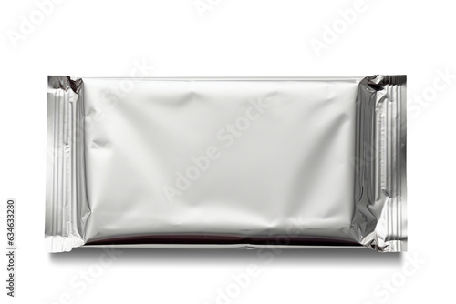 blank packaging aluminum foil sachet for product design mock-up isolated on white background with clipping path.