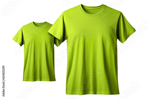 Green shirts mockup used as design template, isolated on white background with clipping path. Element for design.