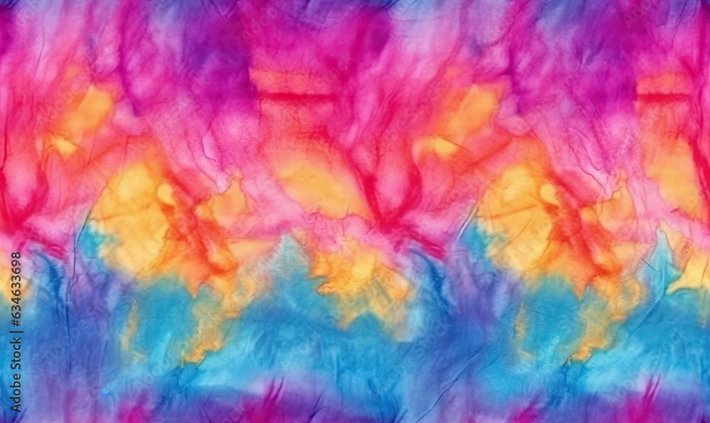 Seamless pattern tie-dye. Abstract diy ornaments. Rainbow coloring fabric . For banner, postcard, book illustration. Created with generative AI tools Seamless pattern tie-dye. Abstract diy ornaments. Rainbow coloring fabric . For banner, postcard, book illustration. Created with generative AI tools