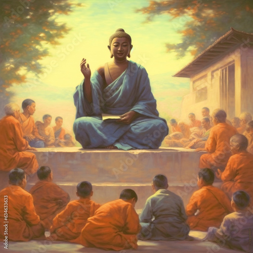 Illustration of Guru teaching their disciple - ai generative