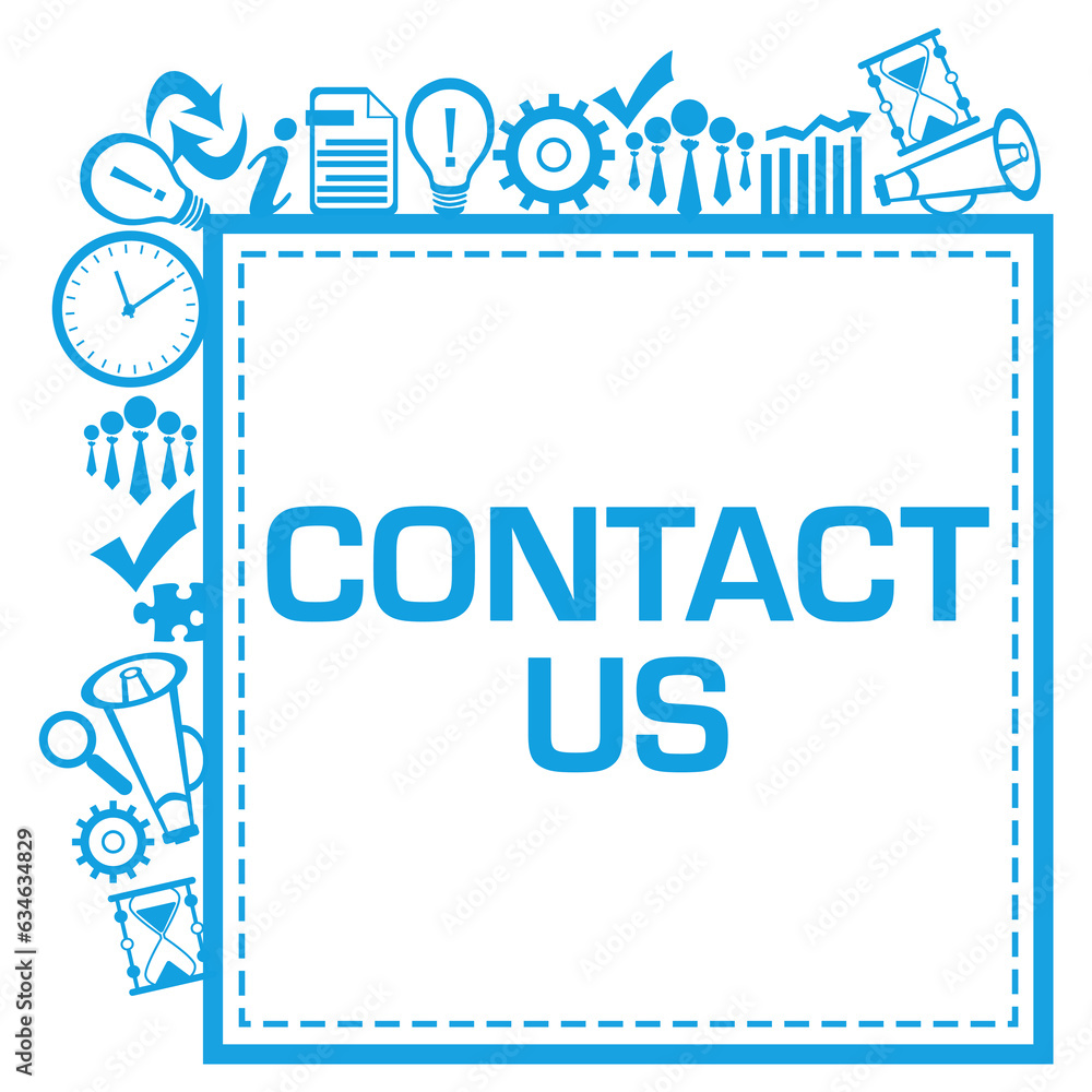 Fototapeta premium Contact Us Business Symbols Squares Sides Text Blue