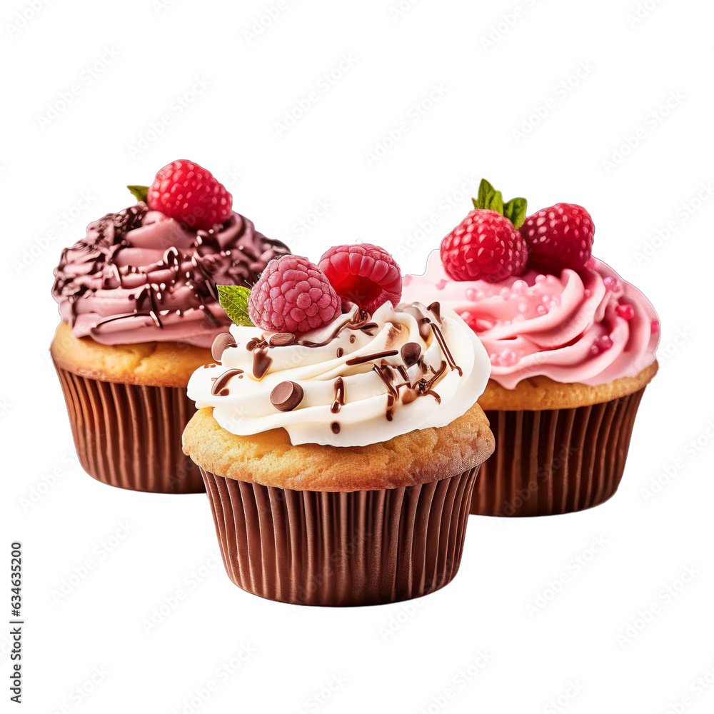 Delicious cupcakes with fruit isolated on a transparent background Delicious cupcakes with fruit isolated on a transparent background