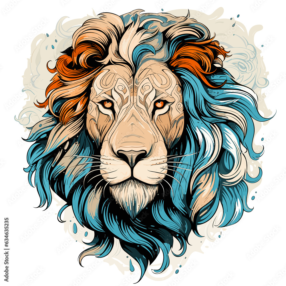 Portrait of evil and majestic lion in vector pop art style Portrait of evil and majestic lion in vector pop art style