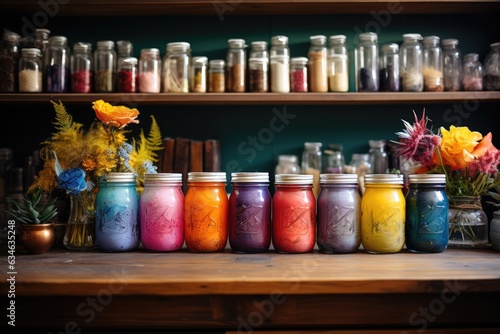 Person arranging colorful art supplies - stock photography concepts