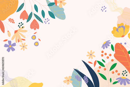 Presentation Background with tropical leaf plant on white background vector design.