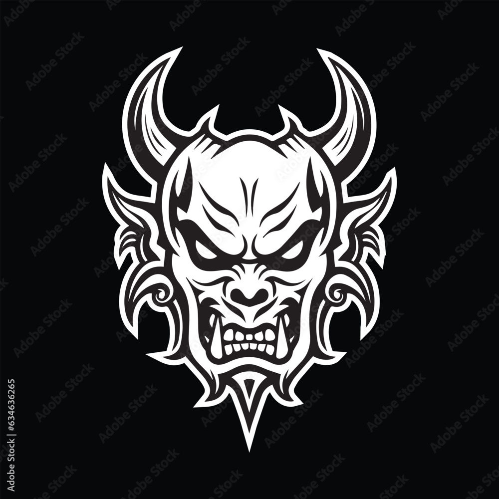 illustration of hannya mask black and white eps vector illustration of hannya mask black and white eps vector