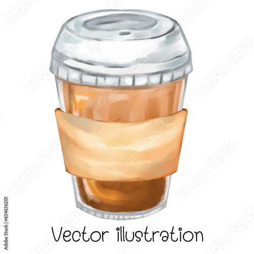 Coffee cup vector illustration Watercolor.