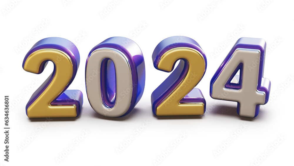 New year 3d Number 2024 Render New year 3d Number 2024 Render