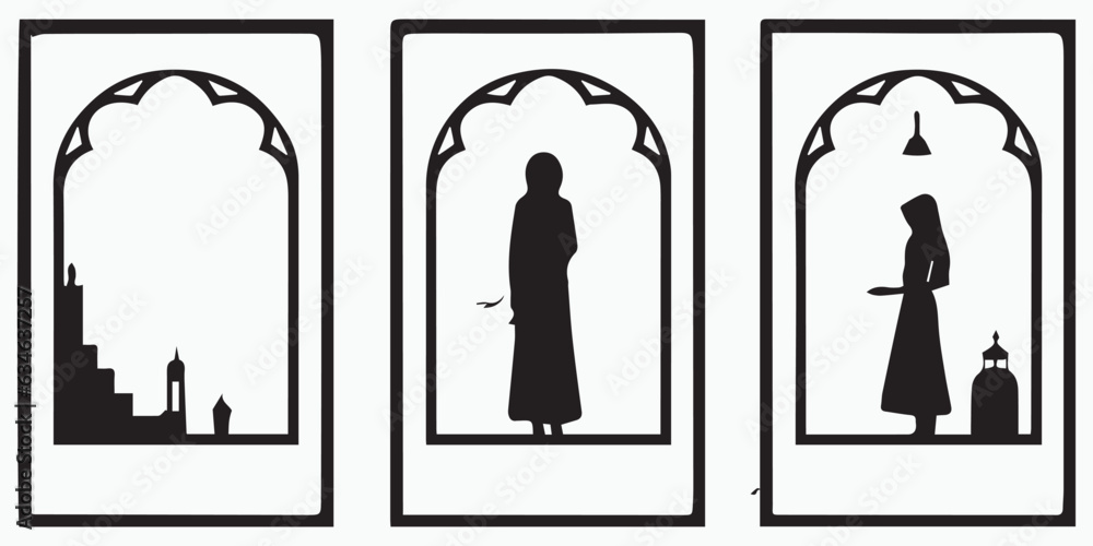Silhouette of a person in a church frame vector illustration Silhouette of a person in a church frame vector illustration