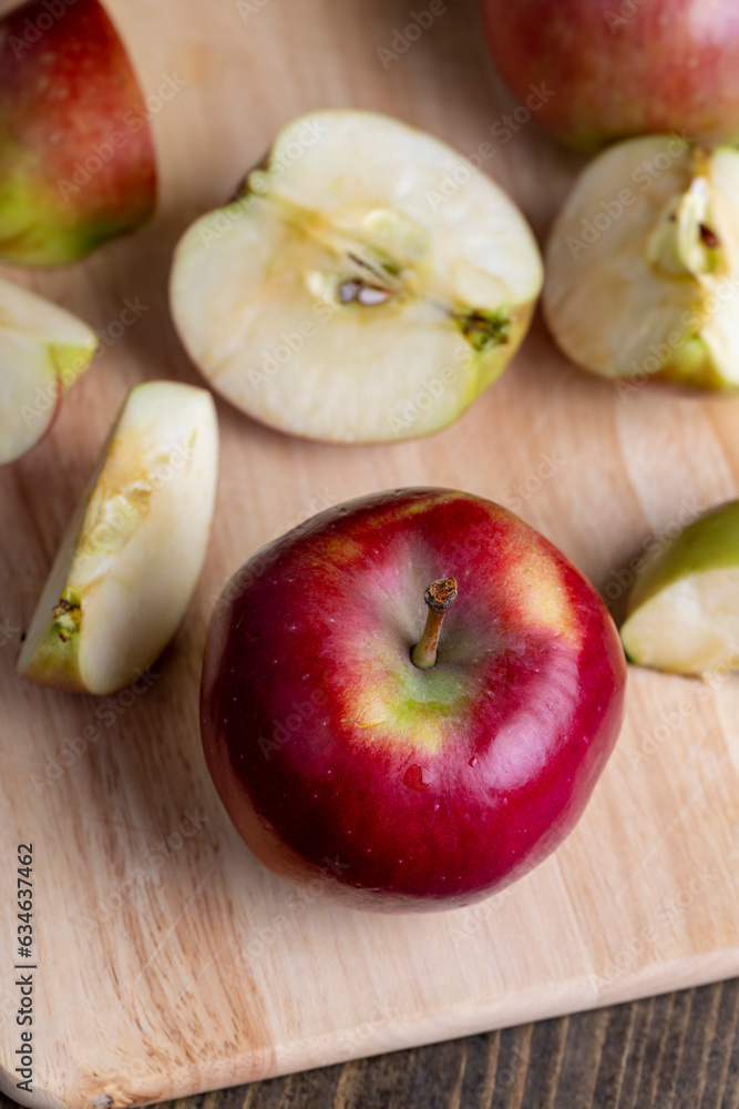 Sliced ripe apple of red color Sliced ripe apple of red color