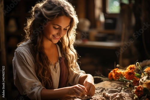 Woman teaching a younger generation a traditional craft - stock photography concepts