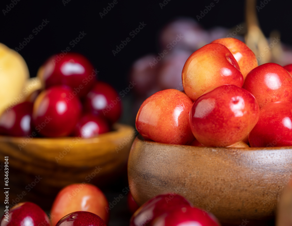 Sweet fresh cherries with other products
