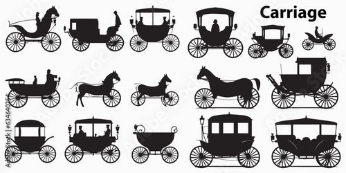 Set of silhouettes of Carriage vector illustration