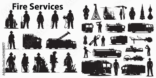 Silhouette Fire Services Vector collection