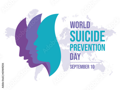World Suicide Prevention Day vector illustration. Man face with depression icon vector. Mental health symbol. Sadness male face in profile design element. September 10 each year. Important day
