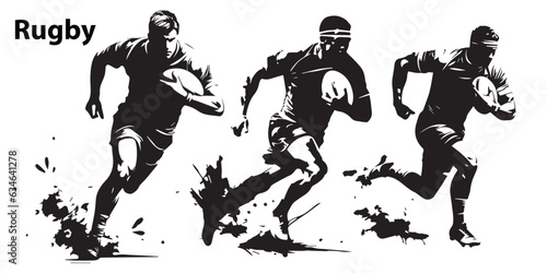 Set of silhouette Rugby people vector illustration